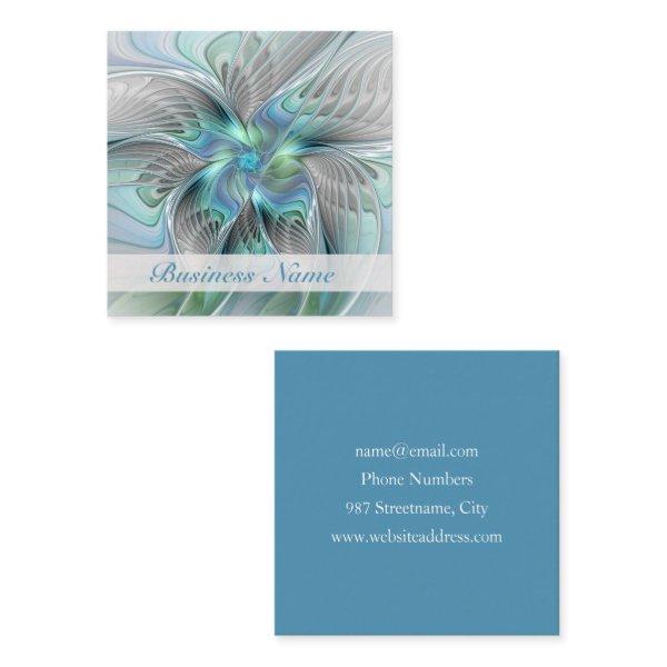 Abstract Blue Green Butterfly Fantasy Fractal Art Square