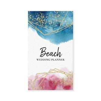 *~* Abstract Blue Pink Gold Glitter Polygons Beach