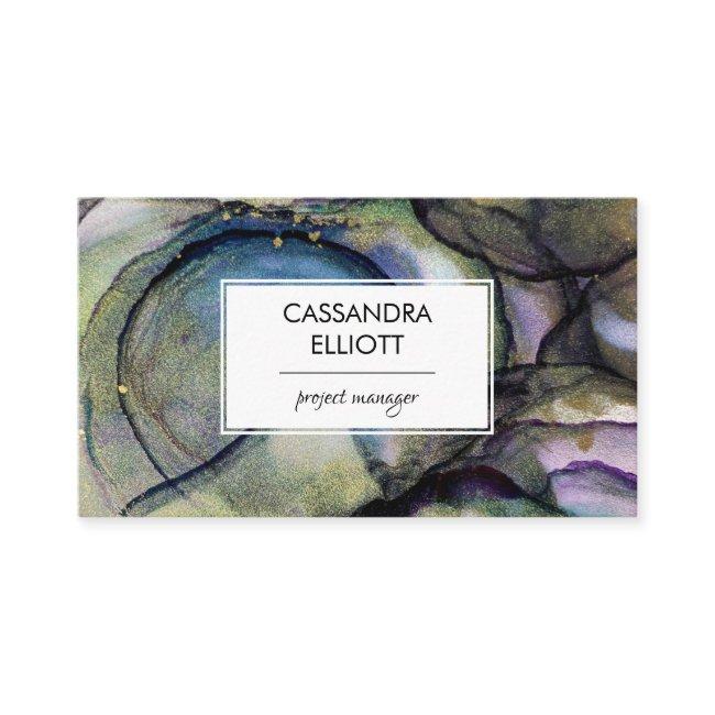 Abstract Blue Purple & Gold Alcohol Ink Liquid Art