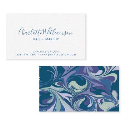Abstract Blue White Bold Marble Swirl Stylish