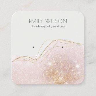 Abstract Blush Gold Glitter Shiny Earring Display Square