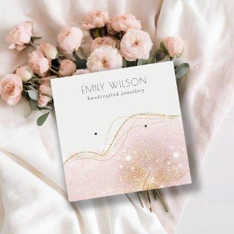 Abstract Blush Gold Glitter Shiny Earring Display  Square