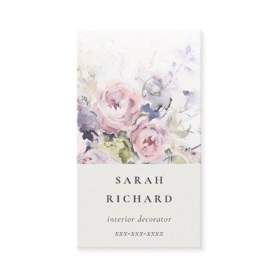 Abstract Blush Lilac Watercolor Rose Floral Bunch