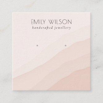 Abstract Blush Pink Waves Stud Earring Display Square