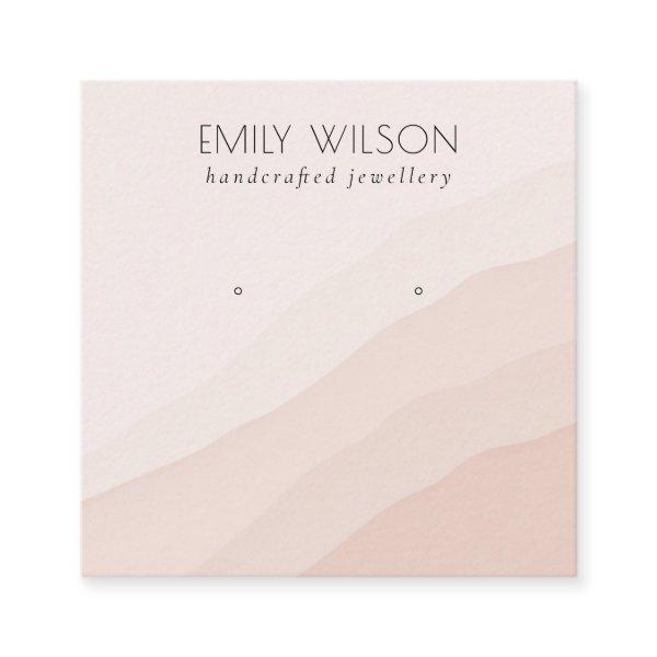 Abstract Blush Pink Waves Stud Earring Display Square