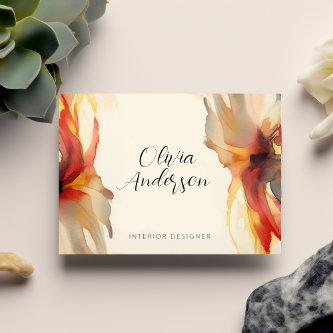 Abstract Boho floral Watercolor Warm Colors Script
