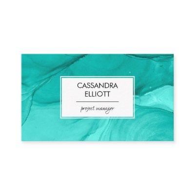 Abstract Bold Teal Unique Alcohol Ink Liquid Art