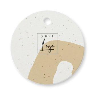 Abstract Ceramic Ochre Yellow Speckled Shape Logo  Favor Tags