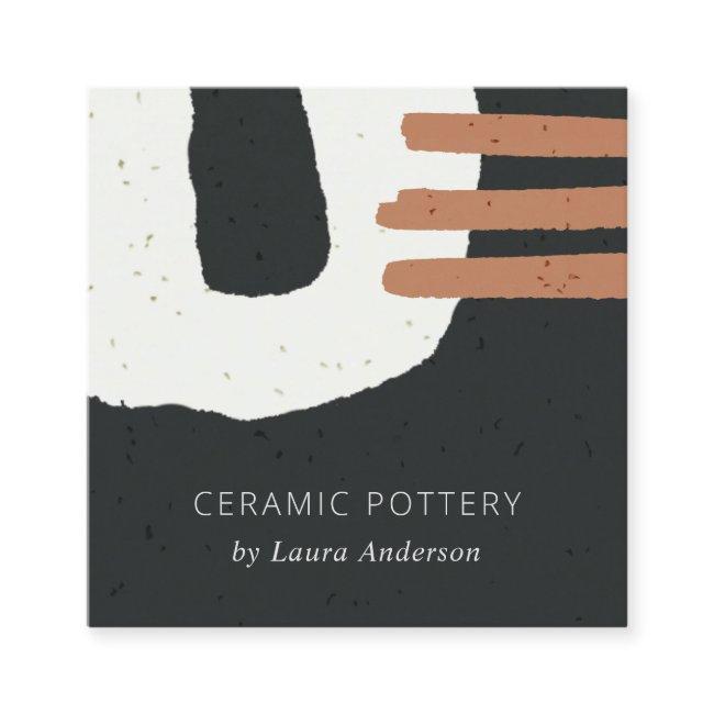 ABSTRACT CERAMIC TEXTURE BLACK WHITE RUST SPECKLED SQUARE
