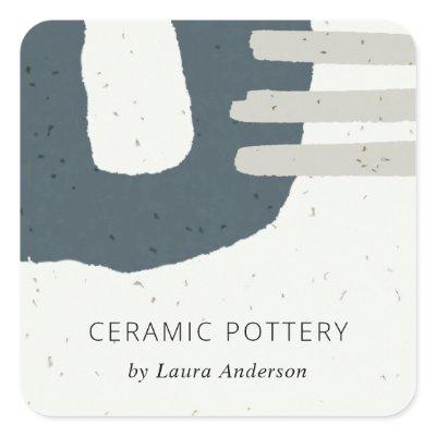 ABSTRACT CERAMIC TEXTURE BLUE BLACK NAVY SPECKLED SQUARE STICKER