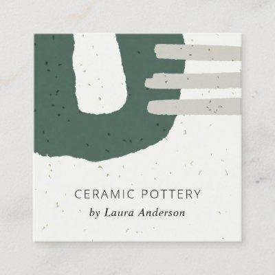 ABSTRACT CERAMIC TEXTURE BOTTLE GREEN SPECKLED SQUARE