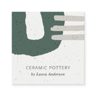 ABSTRACT CERAMIC TEXTURE BOTTLE GREEN SPECKLED SQUARE