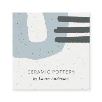 ABSTRACT CHIC CERAMIC TEXTURE GREY BLUE SPECKLED SQUARE