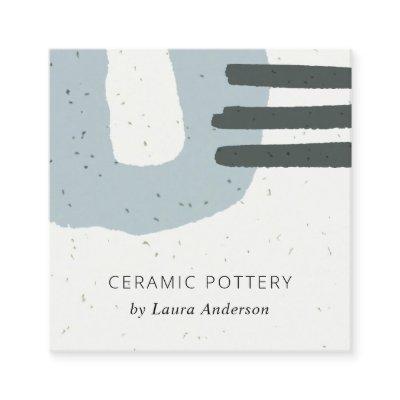 ABSTRACT CHIC CERAMIC TEXTURE GREY BLUE SPECKLED SQUARE