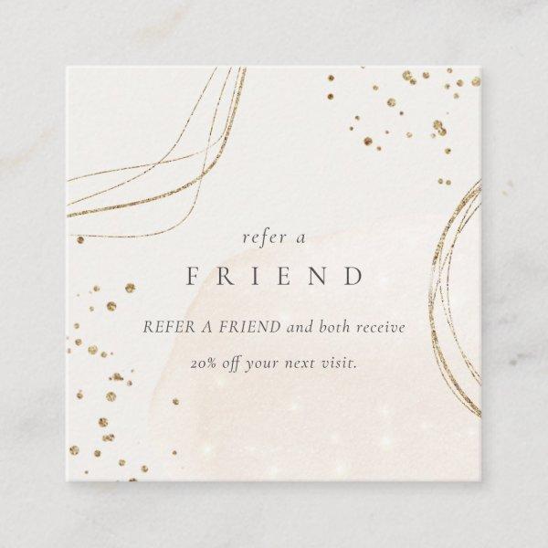 Abstract Chic Glitter Ivory Gold Refer A Friend Square