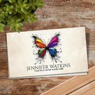 Abstract Colorful ink splatter butterfly