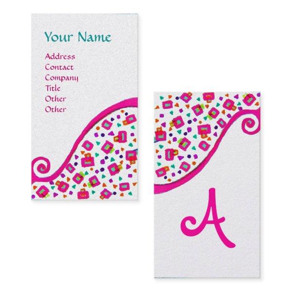 ABSTRACT DECO MONOGRAM Pink Fuchsia White Pearl