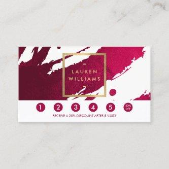 Abstract Deep Ruby Red Brushstrokes Loyalty Card