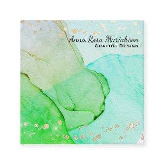 *~* Abstract Flow Bubbles Mint Green Yellow Blue Square