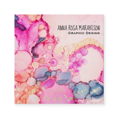 *~* Abstract Flow Bubbles Peach Pink Blue Square