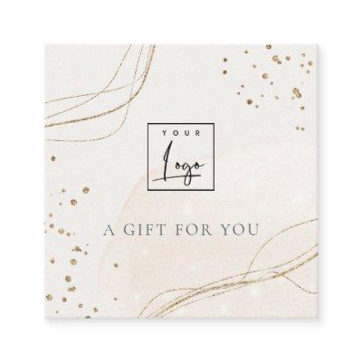 Abstract Glitter Ivory Gold Gift Certificate Logo