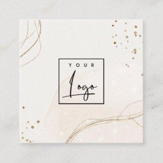 Abstract Glitter Ivory Gold Watercolor Logo Square