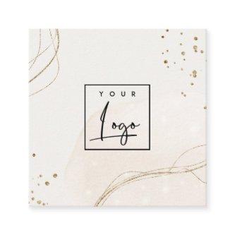 Abstract Glitter Ivory Gold Watercolor Logo Square