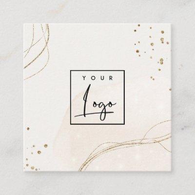 Abstract Glitter Ivory Gold Watercolor Logo Square
