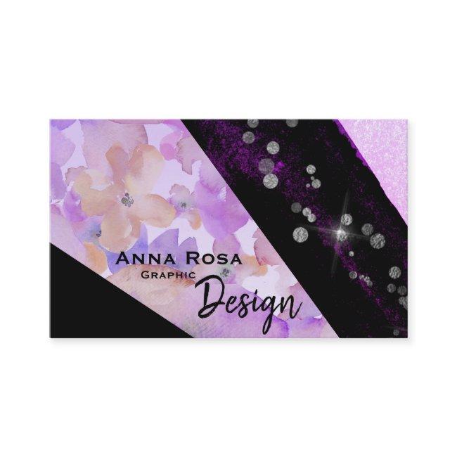 *~* Abstract Glitter Modern Floral Geometric Black