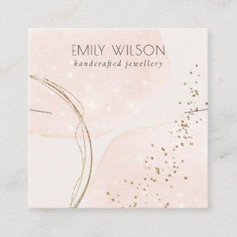 Abstract Glitter Rose Gold Necklace Band Template Square