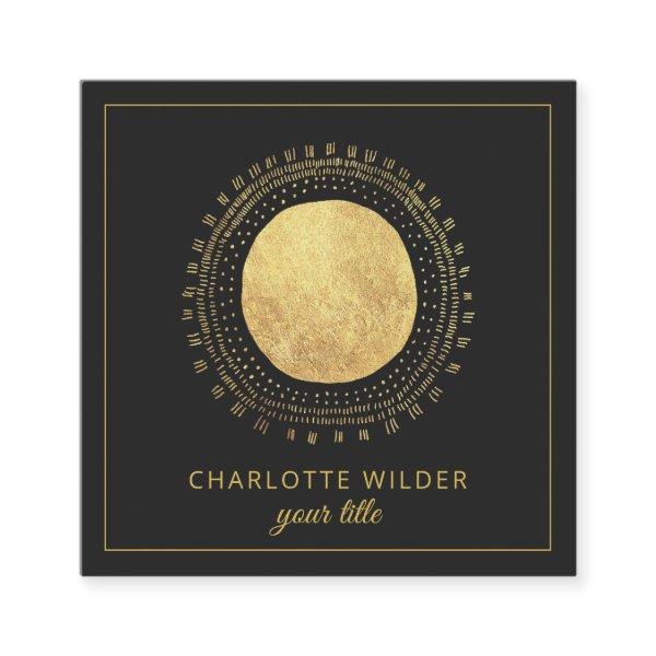 Abstract Gold Foil Circle Square Black Square