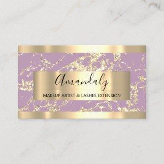 Abstract Gold Frame Modern Marble Pink Lavender