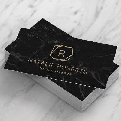 Abstract Gold Geometric Logo Modern Black Marble