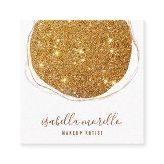 Abstract Gold Glitter Script Name Makeup Artist Square