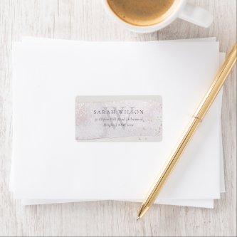 Abstract Gold Lilac Brush Stoke Monogram Address Label