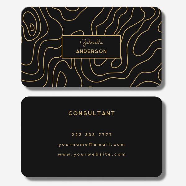 Abstract Gold Line Pattern Monogram Script Name