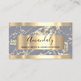 Abstract Gold Strokes Frame Marble Gray Blue