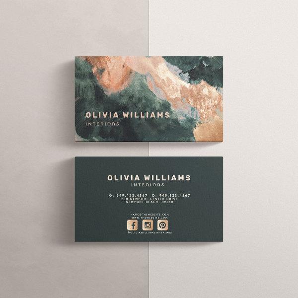 Abstract Gouache Painterly Green Gold Social Media