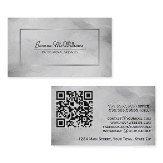 Abstract Gray Watercolor with Silver QR Code