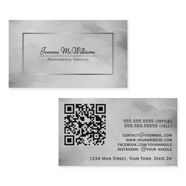 Abstract Gray Watercolor with Silver QR Code