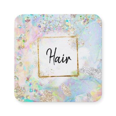 *~* Abstract HAIR Glitter Frame Pastel Rainbow Square