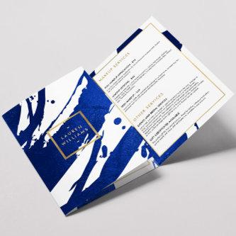 Abstract Indigo Blue Brushstrokes Brochure
