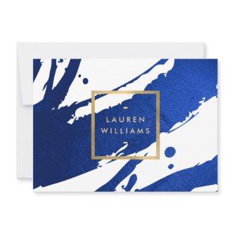 Abstract Indigo Blue Brushstrokes Gift Certificate Note Card