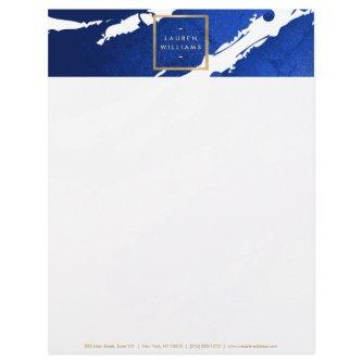 Abstract Indigo Blue Brushstrokes Letterhead