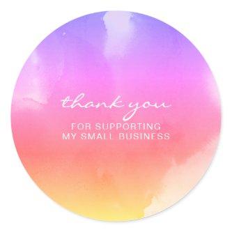 Abstract Ink pink yellow Thank you Classic Round Sticker