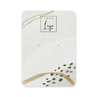 Abstract Ivory Black Gold Earring Logo Display