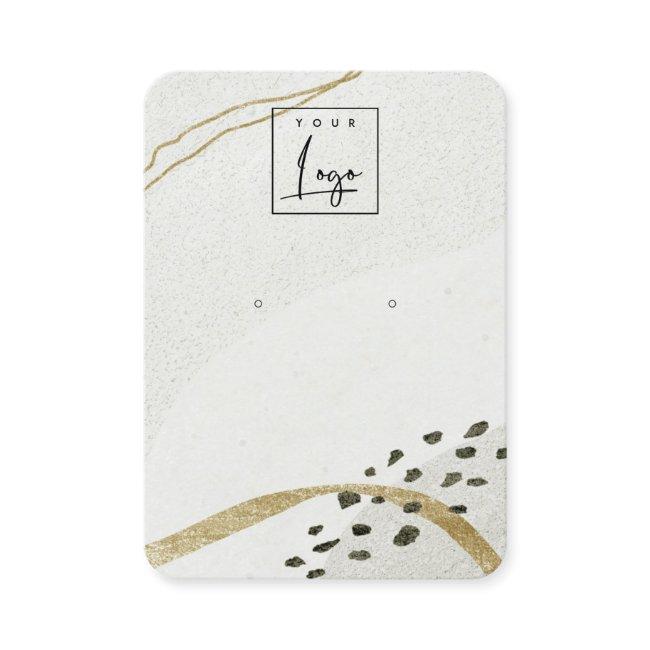 Abstract Ivory Black Gold Earring Logo Display