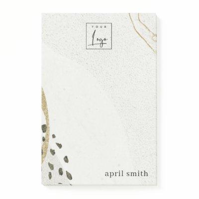 Abstract Ivory Gold Black Grey Stone Texture Logo Post-it Notes