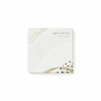 Abstract Ivory Gold Black Grey Stone Texture  Post-it Notes