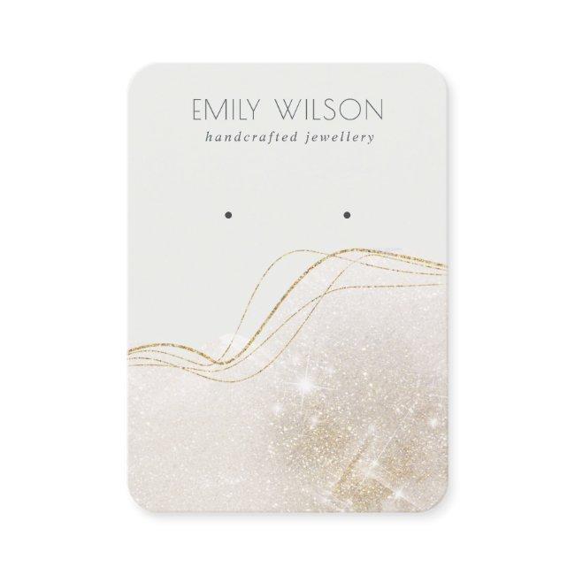 Abstract Ivory Gold Glitter Shiny Earring Display
